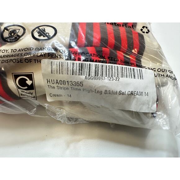 Nasty Gal The Stripe Time High-Leg Bikini Set Sz 10 - Picture 10 of 11